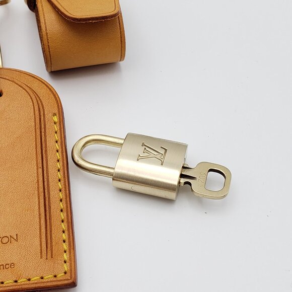 Authentic Louis Vuitton Luggage Nametag and Gold Padlock with Unbranded Keycharm - Picture 7 of 8